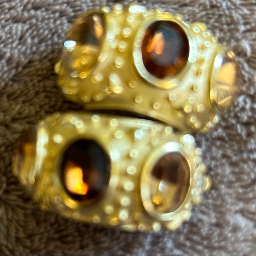 Glam, Fancy Gold and Amber Earrings - Picture 3 of 3